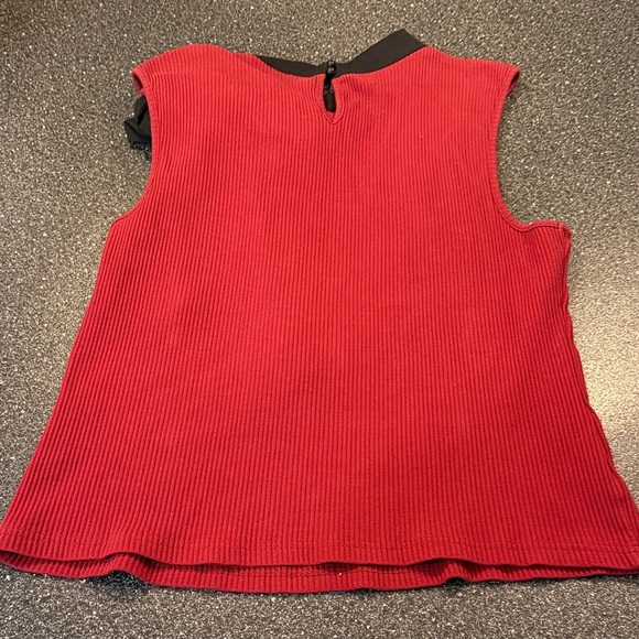 Anthropologie Dolan Red Ribbed Top with Black Bow - size XL - Picture 4 of 5